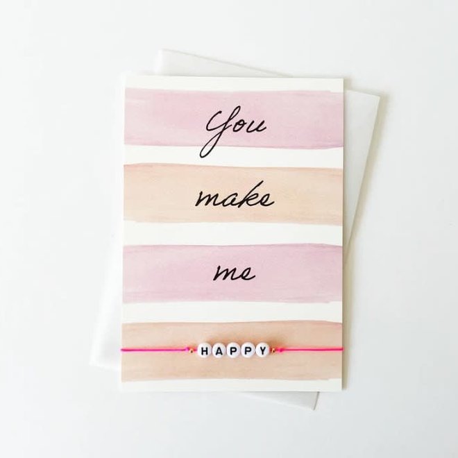 by Vivi - Armbandje en wenskaart 'You make me happy'