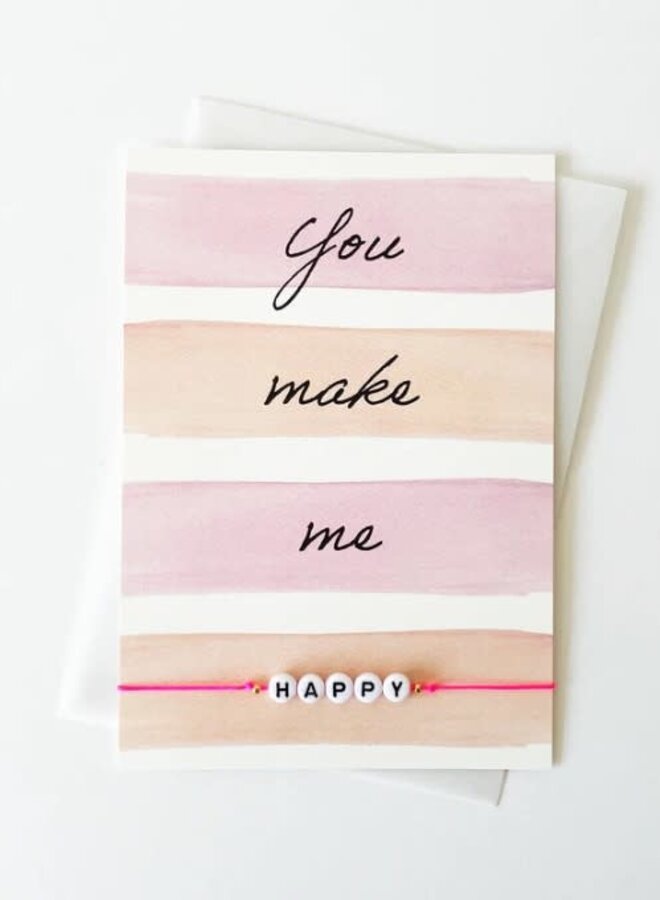 by Vivi - Armbandje en wenskaart 'You make me happy'
