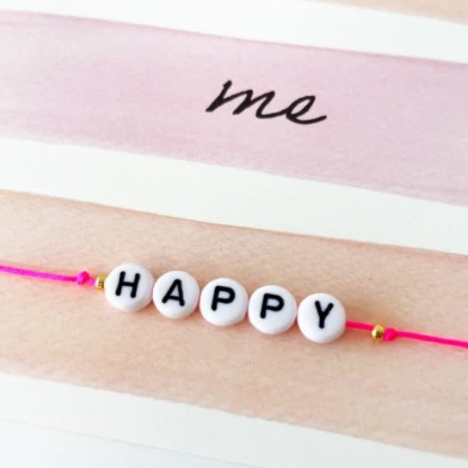 by Vivi - Armbandje en wenskaart 'You make me happy'