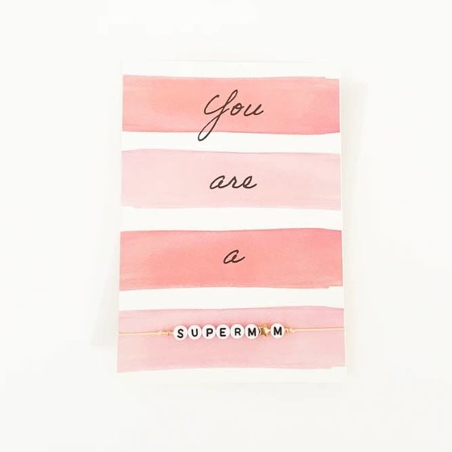 by Vivi - Armbandje en wenskaart 'You are a SUPERMOM'
