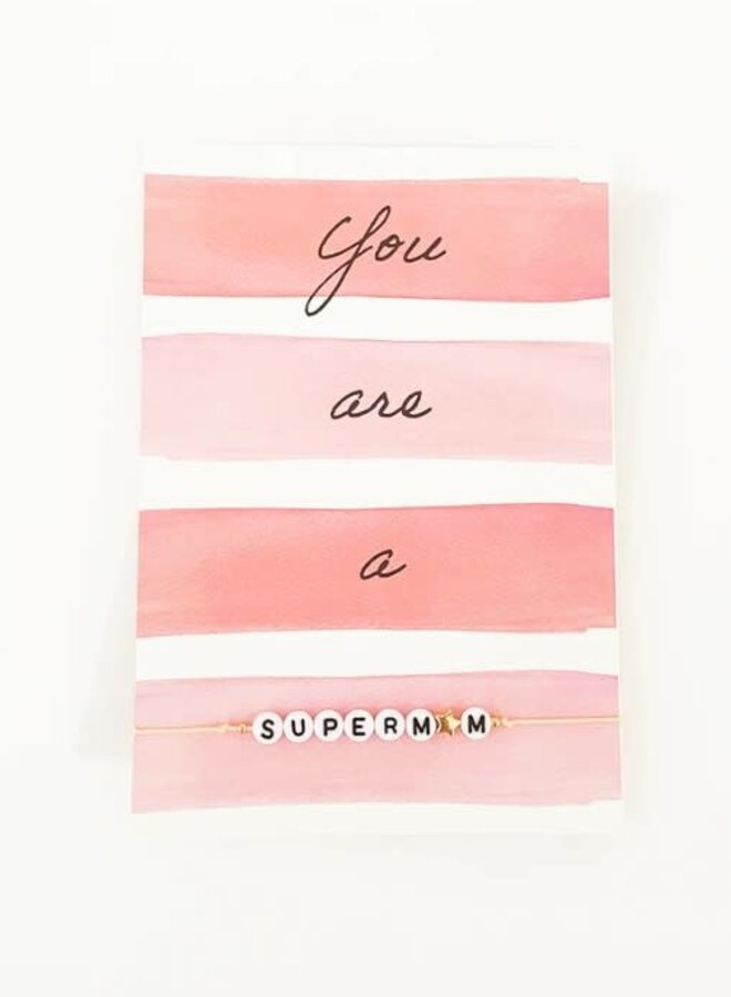 by Vivi - Armbandje en wenskaart 'You are a SUPERMOM'