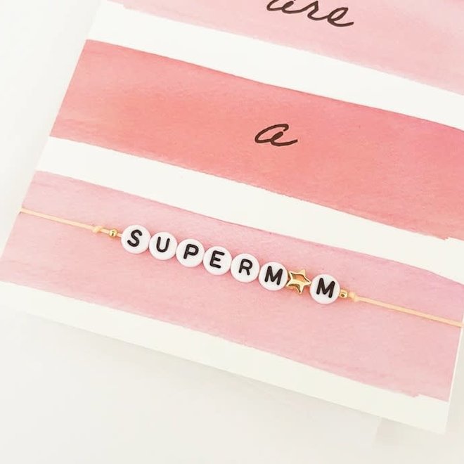 by Vivi - Armbandje en wenskaart 'You are a SUPERMOM'