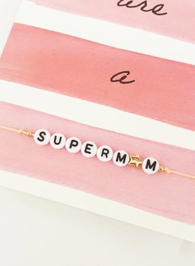 by Vivi - Armbandje en wenskaart 'You are a SUPERMOM'