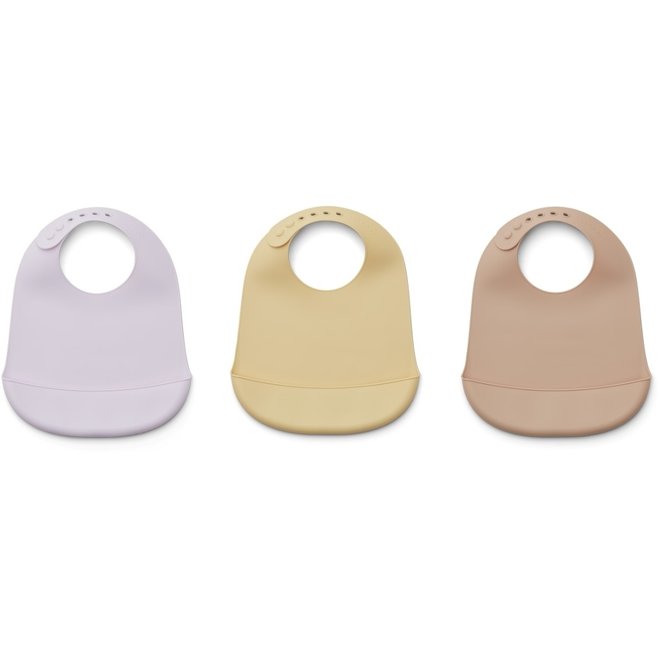 Liewood - Maru silicone bib - 3 pack-  Light lavender multi mix