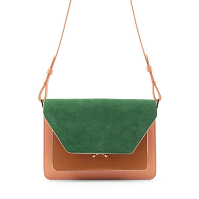 The Sticky Sis Club satchel - La Promenade Paris green - Fresh pink - Brown croissant