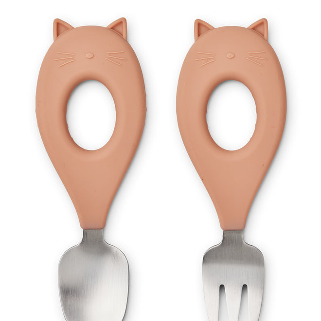 Liewood - Stanley baby cutlery - Cat tuscany rose