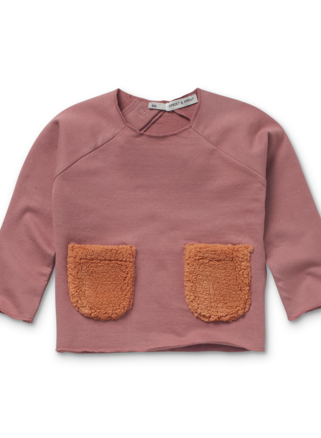 Sproet & Sprout - Baby sweatshirt teddy pockets Misty rose