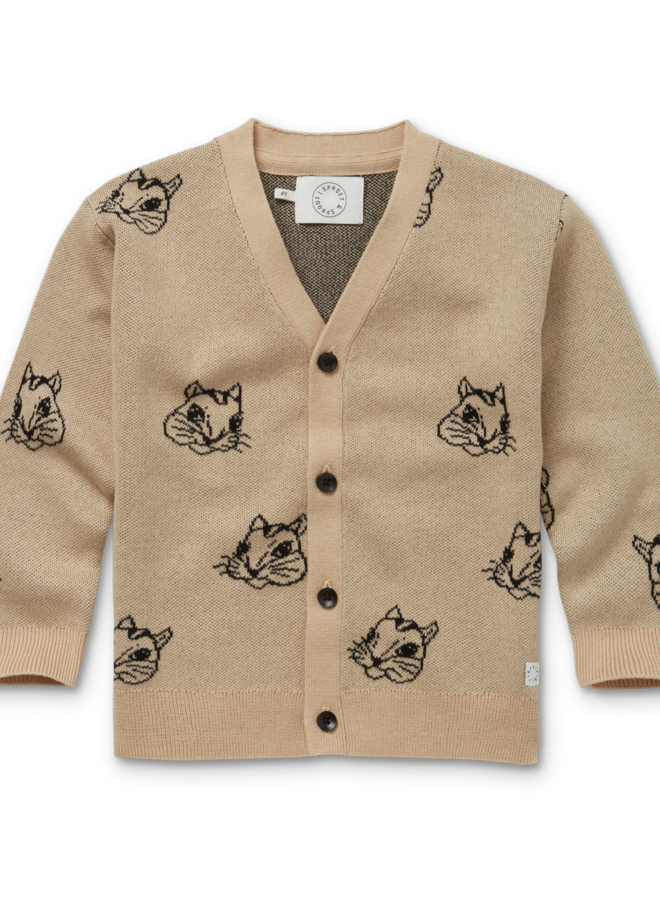 Sproet & Sprout - Cardigan intarsia Squirrel Nougat