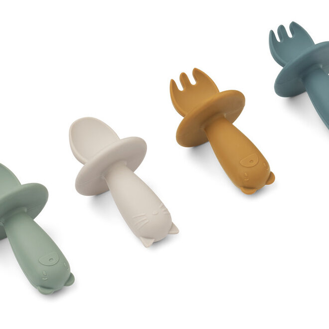 Liewood - Avril Baby Cutlery 4-Pack Faune green