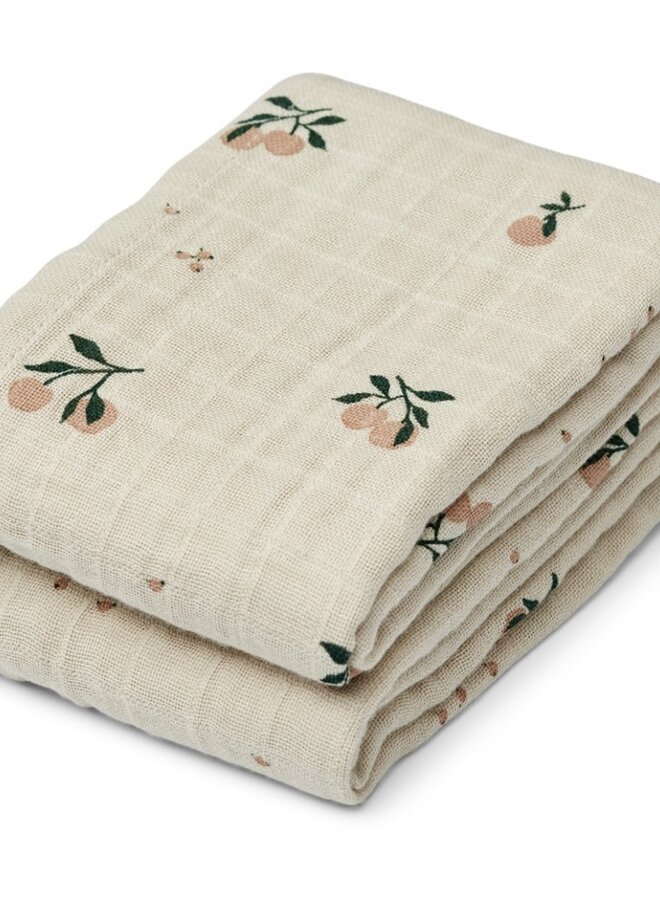 Liewood - Lewis muslin cloth 2-pack - Peach shell sandy