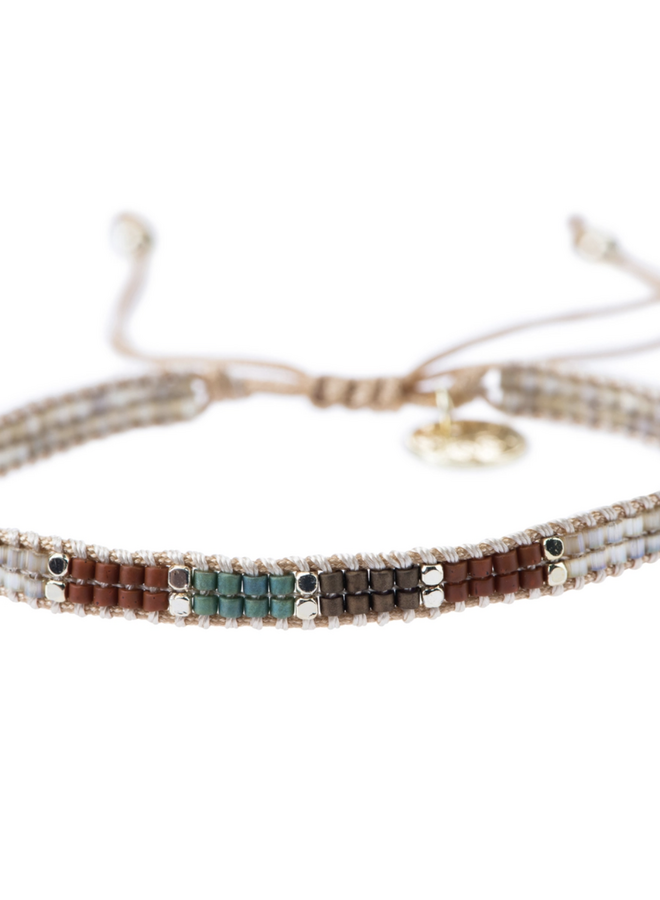 Meet Coco - Luna petrol, cognac, bruin, goud armband