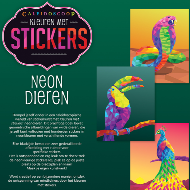 Kleuren met stickers ­ Neon dieren