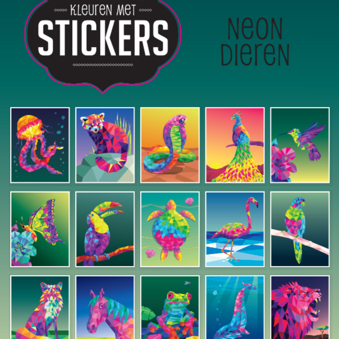 Kleuren met stickers ­ Neon dieren