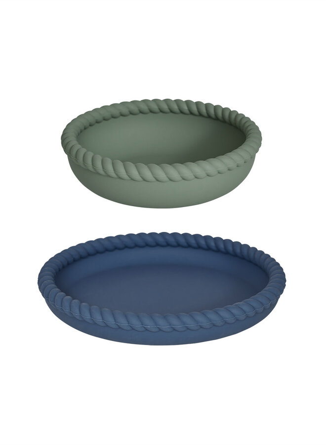 OYOY - Mellow Plate & Bowl Blue / Olive