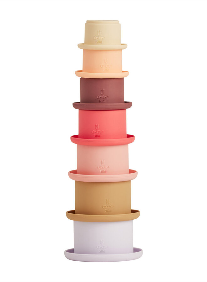 OYOY - Tawa Silicone Stacking Cups Cherry Red / Vanilla