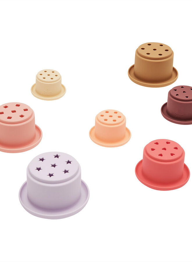 OYOY - Tawa Silicone Stacking Cups Cherry Red / Vanilla