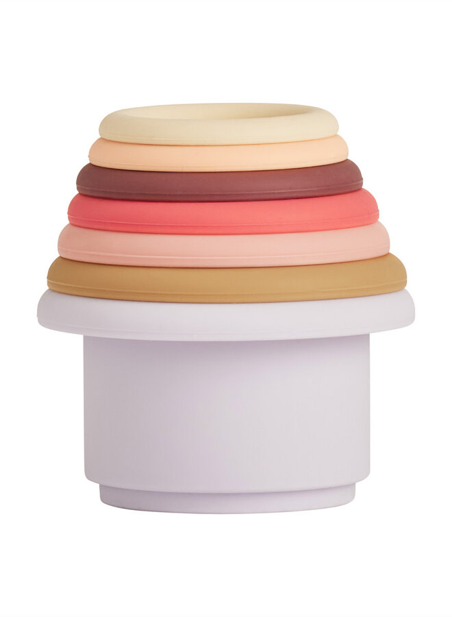 OYOY - Tawa Silicone Stacking Cups Cherry Red / Vanilla