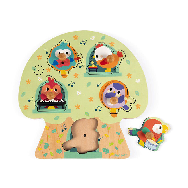 Janod - Musical Puzzle Birdy Party 5 pieces (wood)