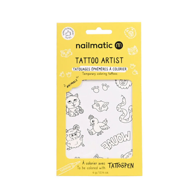 Nailmatic - TATTOO ARTIST 12 Temporary Coloring Tattoos - Animals