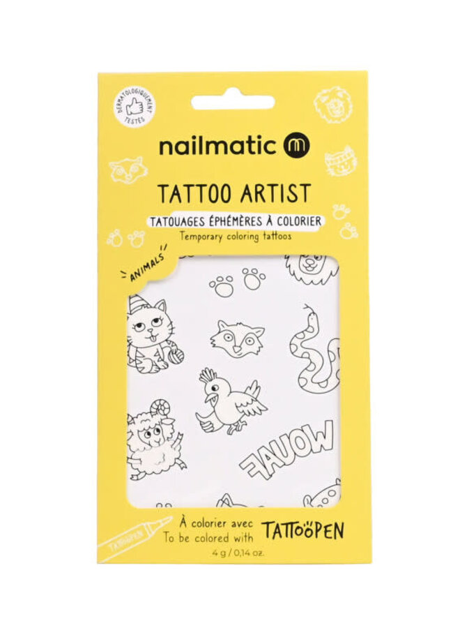 Nailmatic - TATTOO ARTIST 12 Temporary Coloring Tattoos - Animals
