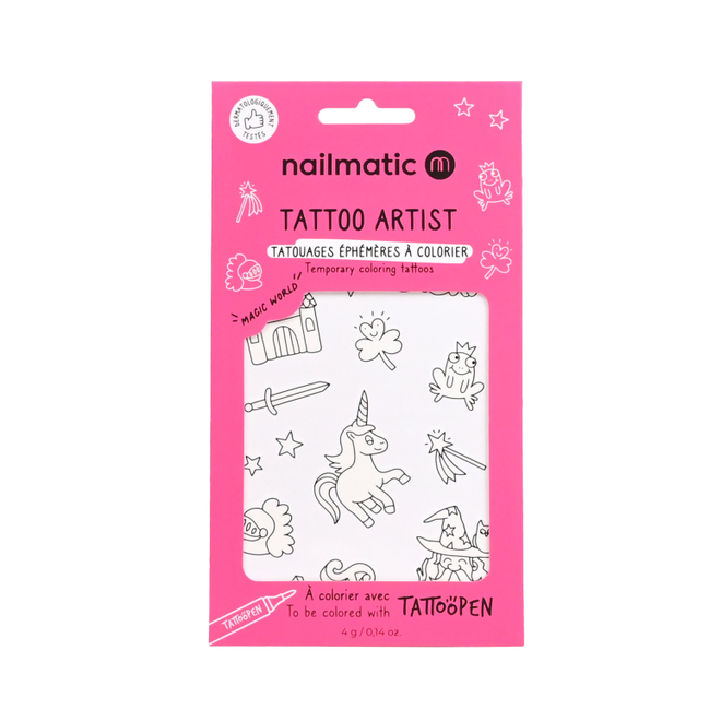 Nailmatic - TATTOO ARTIST 12 Temporary Coloring Tattoos - Magic world