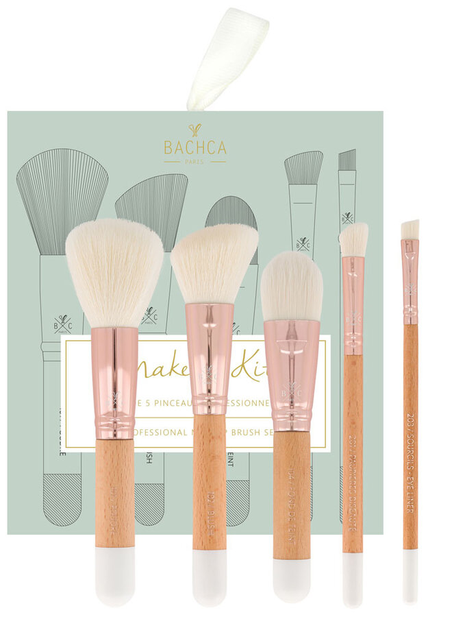 Bachca - Natural wood make-up brush kit