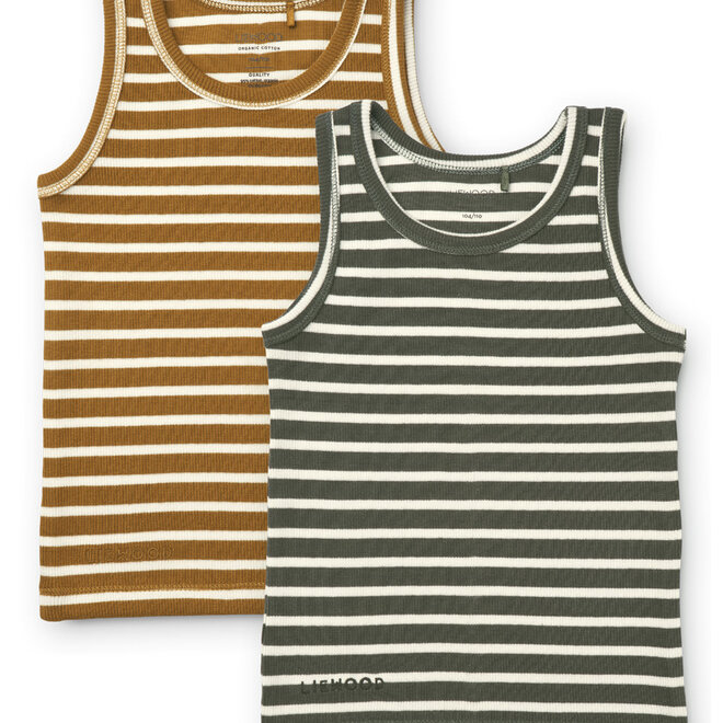 Liewood - Faris tank top 2-pack - Hunter green multi mix Stripe