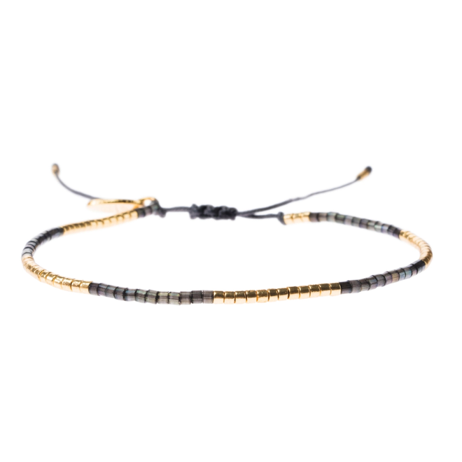 Meet Coco - Liv grey silk gold armband