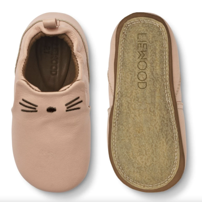 Liewood - Eliot Cat Leather Slippers - Pale Tuscany