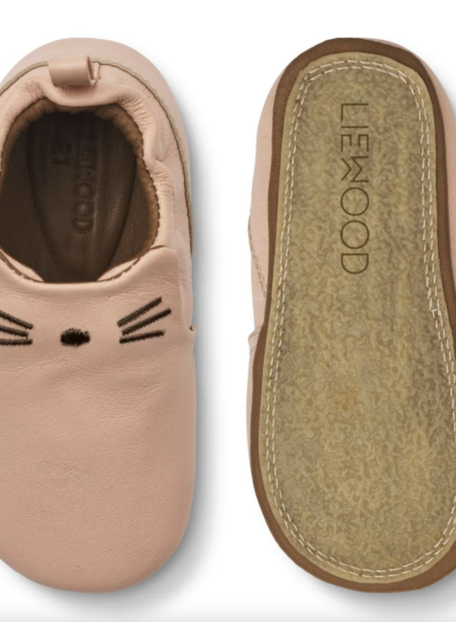 Liewood - Eliot Cat Leather Slippers - Pale Tuscany