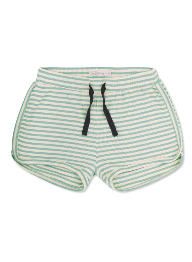 Phil & Phae - Rib shorts stripes Sea foam