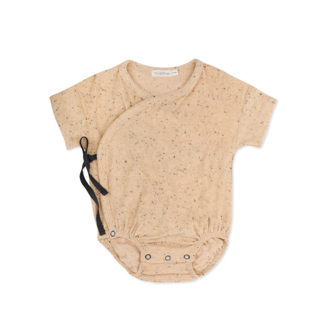 Phil & Phae -Frotté cross-over onesie speckles beach