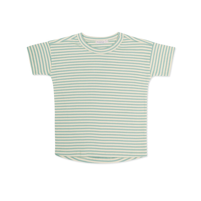 Phil & Phae - Rib tee stripes Sea foam