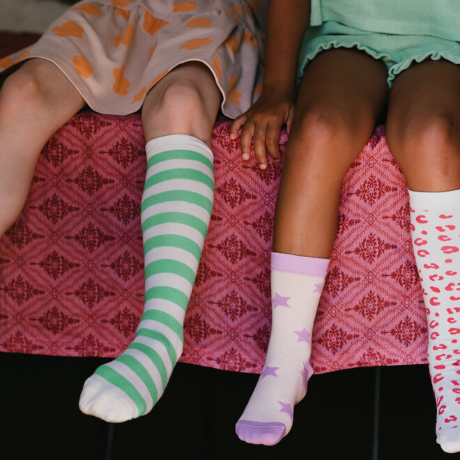 Petit Blush - Knee socks stripes Leopard