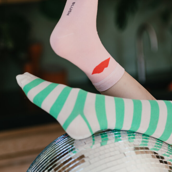 Petit Blush - Knee socks stripes Green