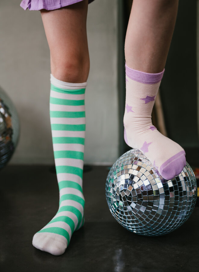 Petit Blush - Knee socks stripes Green