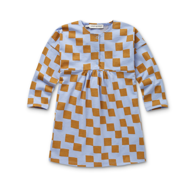 Sproet & Sprout - Dress placket Block print Blue mood