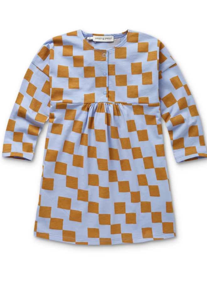Sproet & Sprout - Dress placket Block print Blue mood