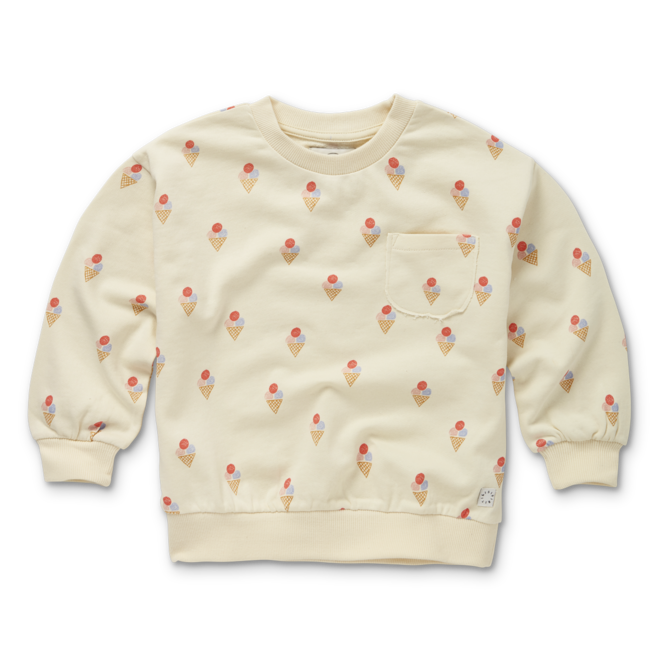 Sproet & Sprout - Sweatshirt pocket Ice cream print Pear off white