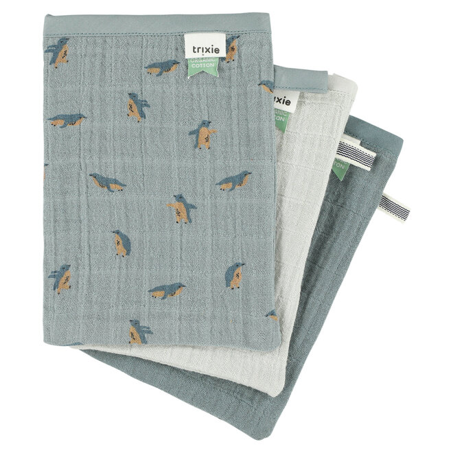 Trixie - Muslin washcloths 3-pack mix - Peppy pinguins