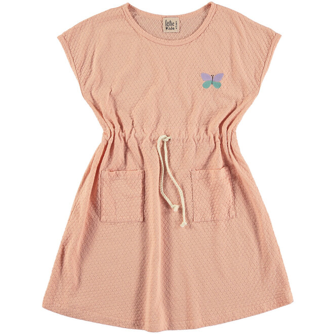 Lötiekids - Waist drawstring dress Butterfly salmon rose