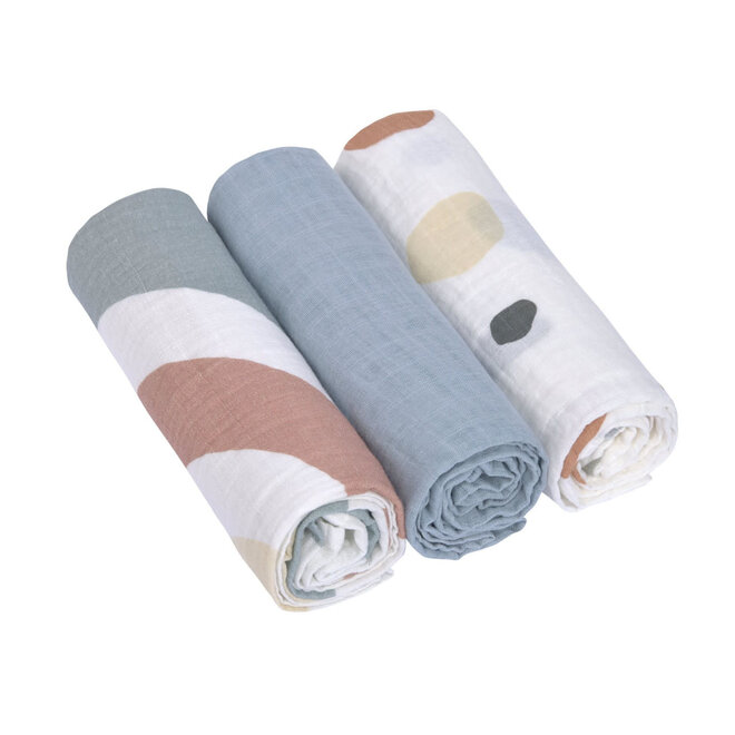 Lässig - Swaddle & Burp Blanket L Rainbow  powder blue