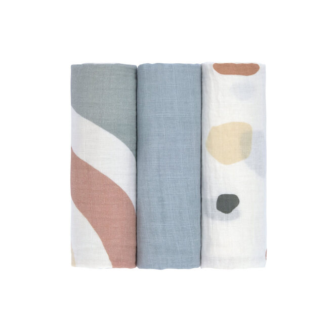 Lässig - Swaddle & Burp Blanket L Rainbow  powder blue