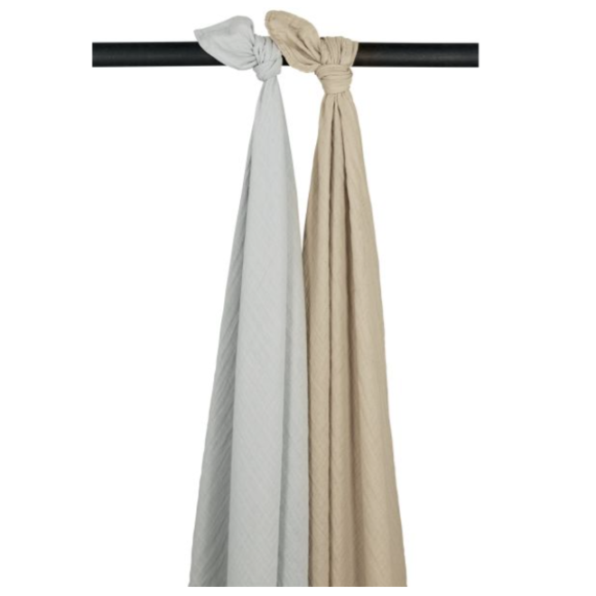 Meyco - Hydrofiele swaddles 120 x 120 cm - Sand / grey