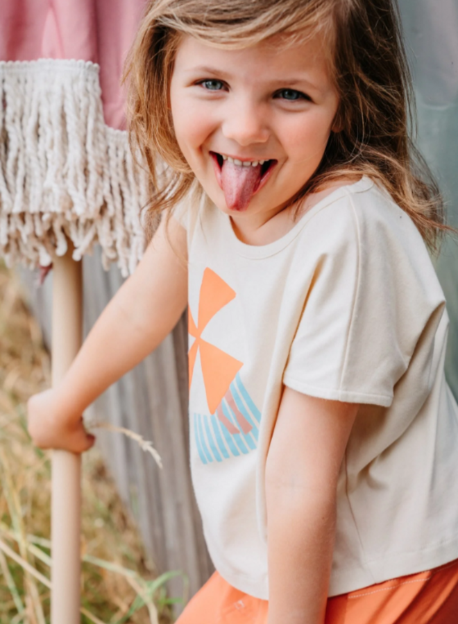 BONNIE & THE GANG - Goldie cropped tee Biscuit parasol