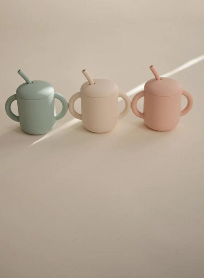 Mushie - Training cup & straw Cambridge blue