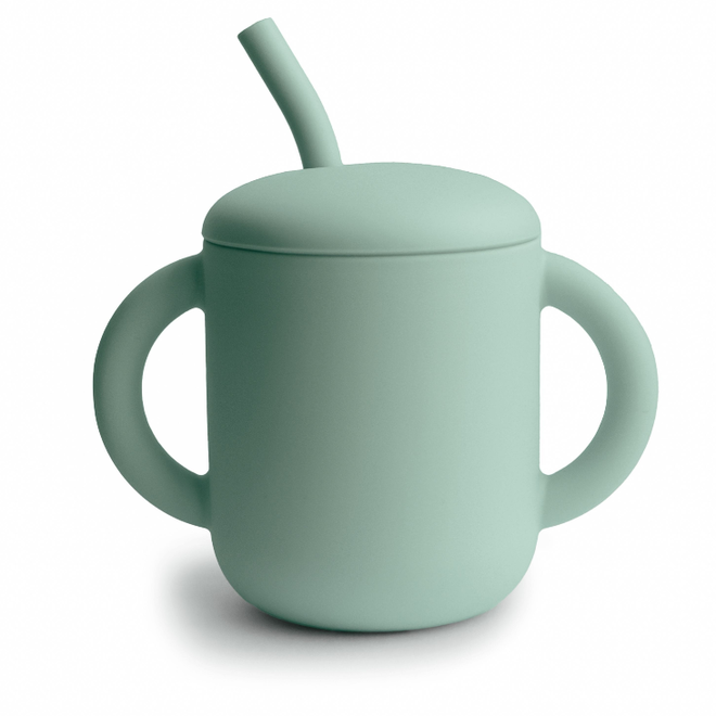 Mushie - Training cup & straw Cambridge blue