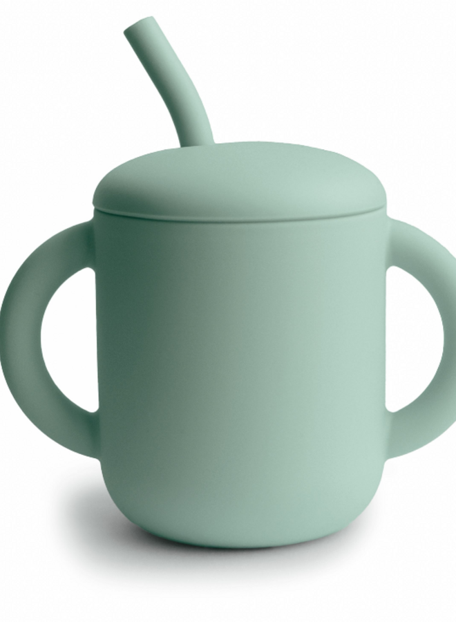 Mushie - Training cup & straw Cambridge blue