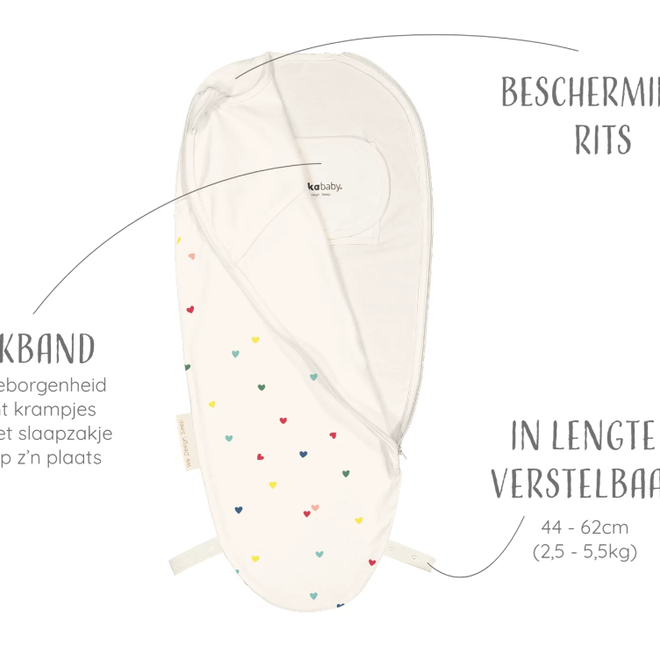 Puckababy - Inbakerslaapzakje Piep 0-3m - Hearts confetti