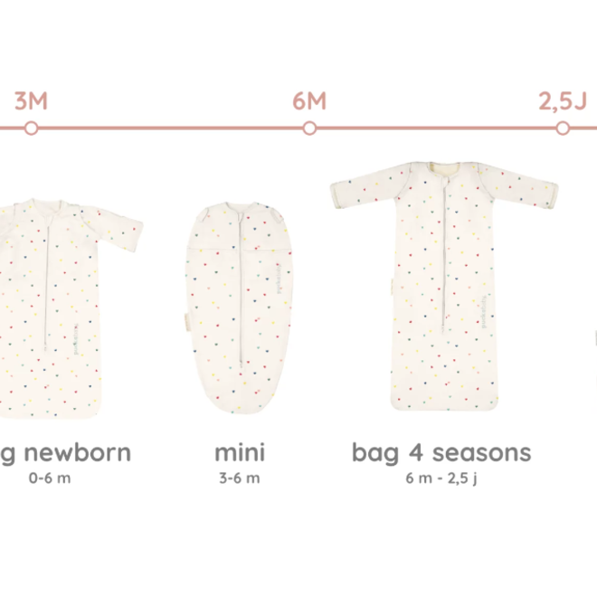Puckababy - Inbakerslaapzakje Piep 0-3m - Hearts confetti